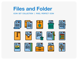 Files and folder Icons Set. UI Pixel Perfect Well-crafted Vector Thin Line Icons. The illustrations are a vector.