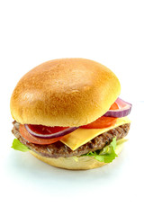 beef burger on a white background