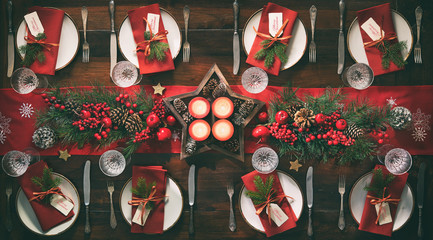 Christmas holidays table setting concept