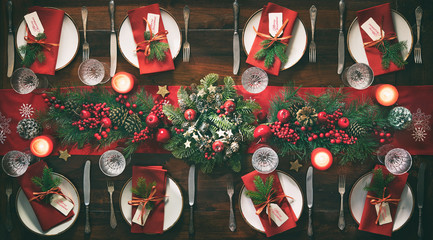 Fototapeta Christmas holidays table setting concept obraz