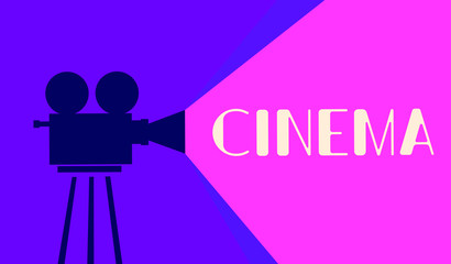 Cinema motion picture. Movie time poster. Cartoon vector illustration. Retro movie projector poster. vector illustration