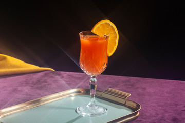 Tequila Sunrise cocktail, vintage retro style