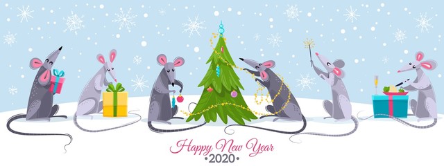 rat animal symbol new year characters simple illustration