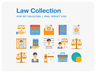 Law Icons Set. UI Pixel Perfect Well-crafted Vector Thin Line Icons. The illustrations are a vector.