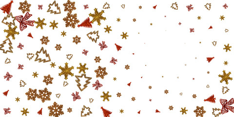 Xmas golden Card. Christmas decoration isolated on white. New Years Party background. Banner mock up for display of product or design content