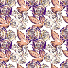 Roses composition, seamless pattern.