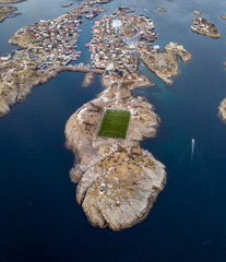 Birdseyeview of the Henningsvaer soccer field