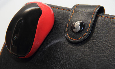 Business concept. A coin purse and a computer mouse.