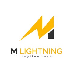 letter M for lightning logo design