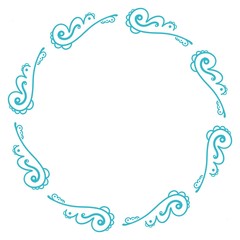Decorative wreath of openwork twigs on a white background. Abstract wreath of blue color with a place for text. Isolated object for your design.