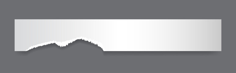 Fototapeta premium Paper strip with torn edges. Piece of ripped white paper and soft shadow for web and print.