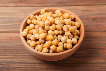 tasty boiled chickpeas on the table.
