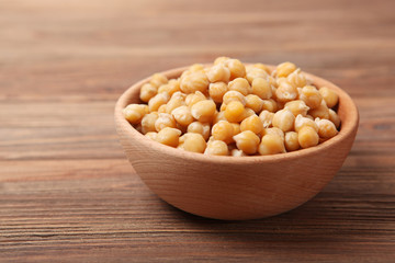 tasty boiled chickpeas on the table.
