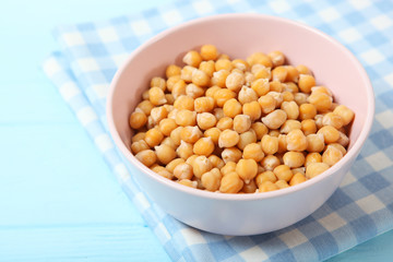 tasty boiled chickpeas on the table.