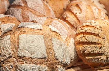 Different types of handmade bread. Different forms of bread