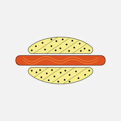 Hot Dog icon. Line design illustration. Clip art. Vector