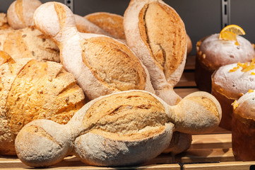 Different types of handmade bread. Different forms of bread