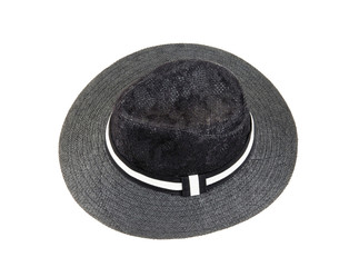 straw black  hat with white stripe