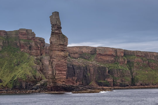 The Old Man of Hoy, a sea stack on Hoy, Orkney Islands, Scottish Highlands.