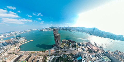 Panoramic aerial view of Hong Kong City