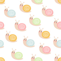 Snails seamless background repeating pattern, wallpaper background, cute seamless pattern background © AomAm