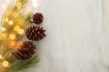 holidays concept of pine cones decoration for christmas
