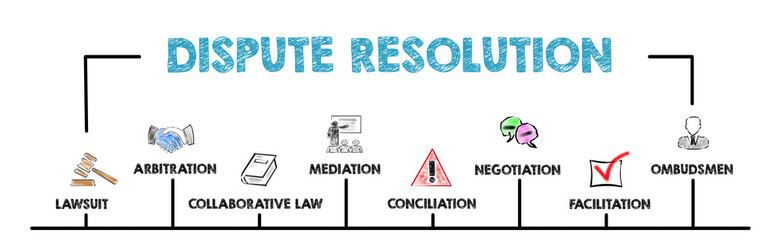 Dispute resolution, agreement and legally resolve problems concept - obrazy, fototapety, plakaty