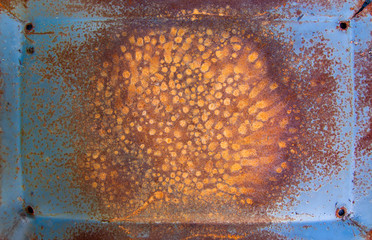 Rust stains on the metal surface