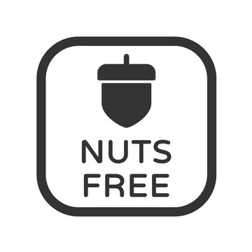 Nuts free vector icon. Product free allergen ingredient symbol. No nuts vector icon. Food intolerance stock vector illustration for printing on food packaging