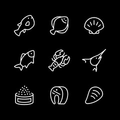 Set line icons of seafood