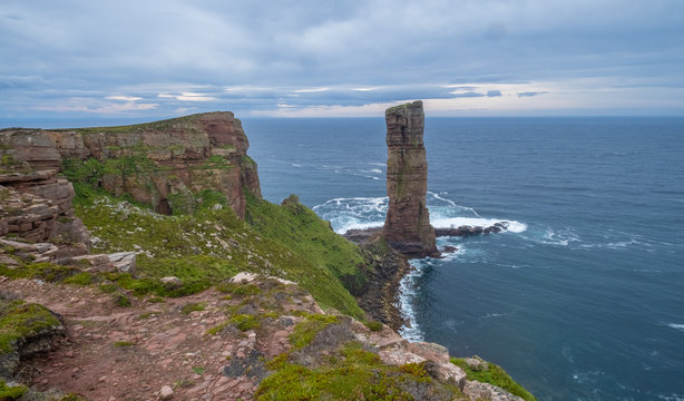The Old Man of Hoy, a sea stack on Hoy, Orkney Islands, Scottish Highlands.