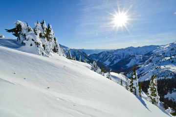 Snowshoeing in mount Baker in Washington state