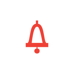 Bell Red Icon On White Background. Red Flat Style Vector Illustration.