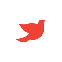 Bird Red Icon On White Background. Red Flat Style Vector Illustration.