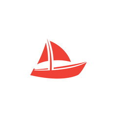 Boat Red Icon On White Background. Red Flat Style Vector Illustration.
