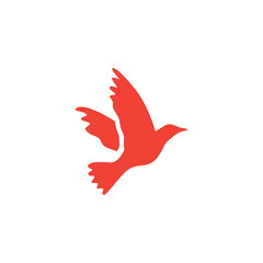Bird Red Icon On White Background. Red Flat Style Vector Illustration.