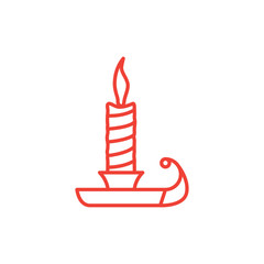 Candle Line Red Icon On White Background. Red Flat Style Vector Illustration.