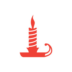 Candle Red Icon On White Background. Red Flat Style Vector Illustration.