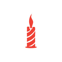 Candle Red Icon On White Background. Red Flat Style Vector Illustration.