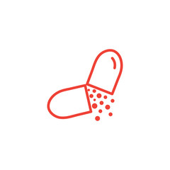 Capsule Line Red Icon On White Background. Red Flat Style Vector Illustration.