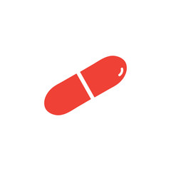 Capsule Red Icon On White Background. Red Flat Style Vector Illustration.