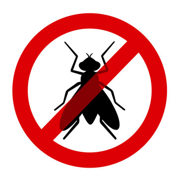 Insect Is Crossed Out - Insect Repellent And Insectifuge / Extinction Of The Species / Ban For Animals. Vector Illustration Isolated On White.