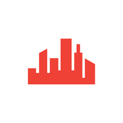 Fototapeta premium Cityscape Red Icon On White Background. Red Flat Style Vector Illustration.