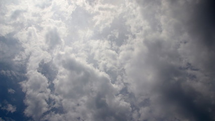 The blue sky is cloudy, cloudy and will be dark, photographed at midday