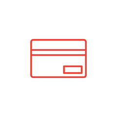 Credit Card Line Red Icon On White Background. Red Flat Style Vector Illustration.