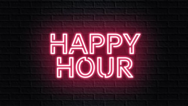 Red Neon Video Animation Happy Hour