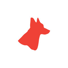 Dog Red Icon On White Background. Red Flat Style Vector Illustration