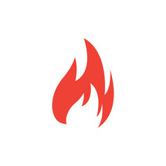 Fire Red Icon On White Background. Red Flat Style Vector Illustration.