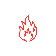 Fire Line Red Icon On White Background. Red Flat Style Vector Illustration.