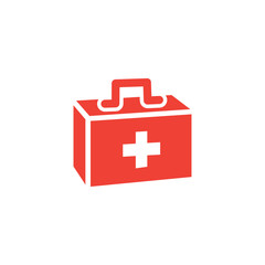 Obraz premium First Aid Box Red Icon On White Background. Red Flat Style Vector Illustration.